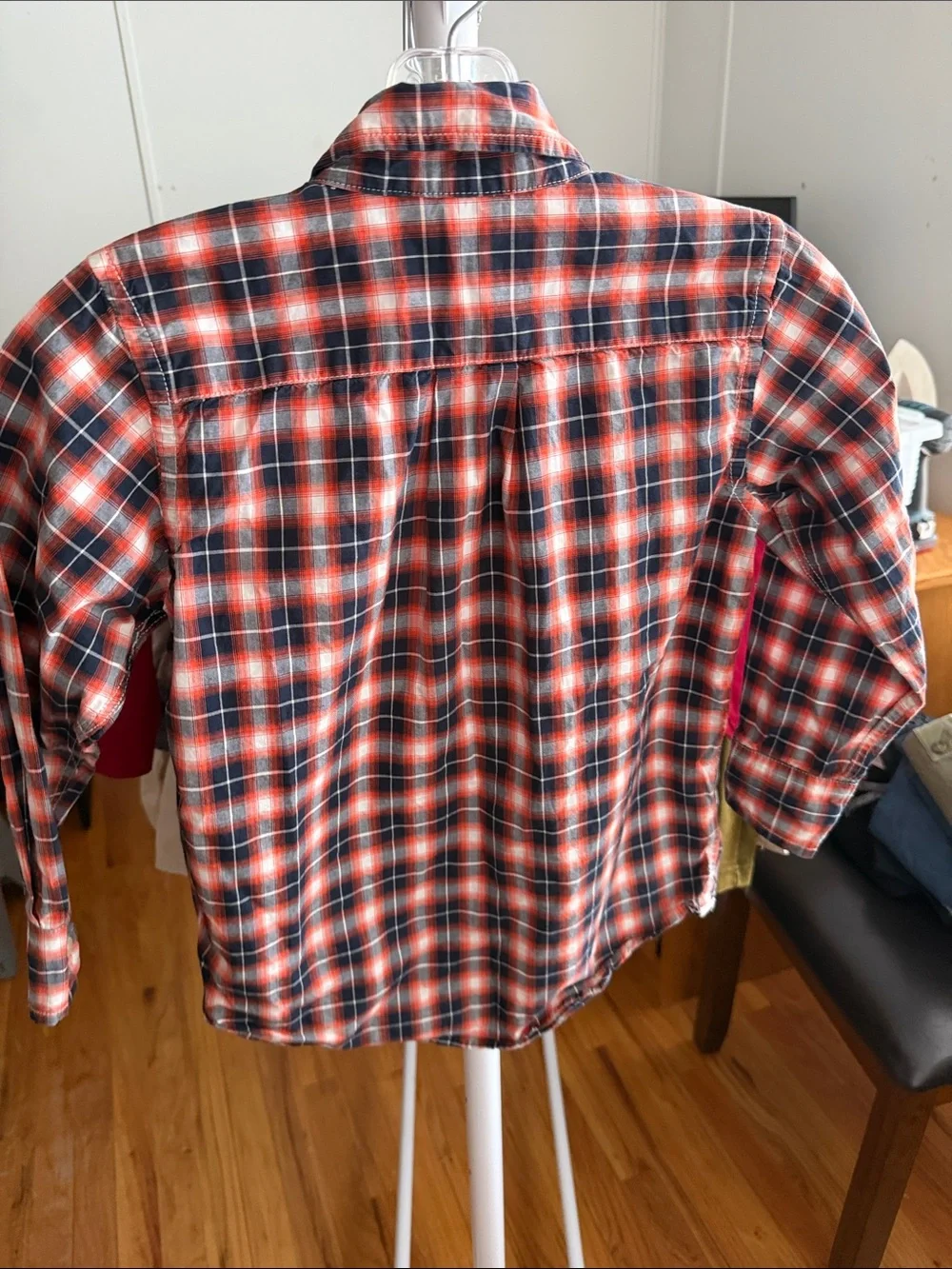GAP Orange & Navy Plaid Button-Down Shirt